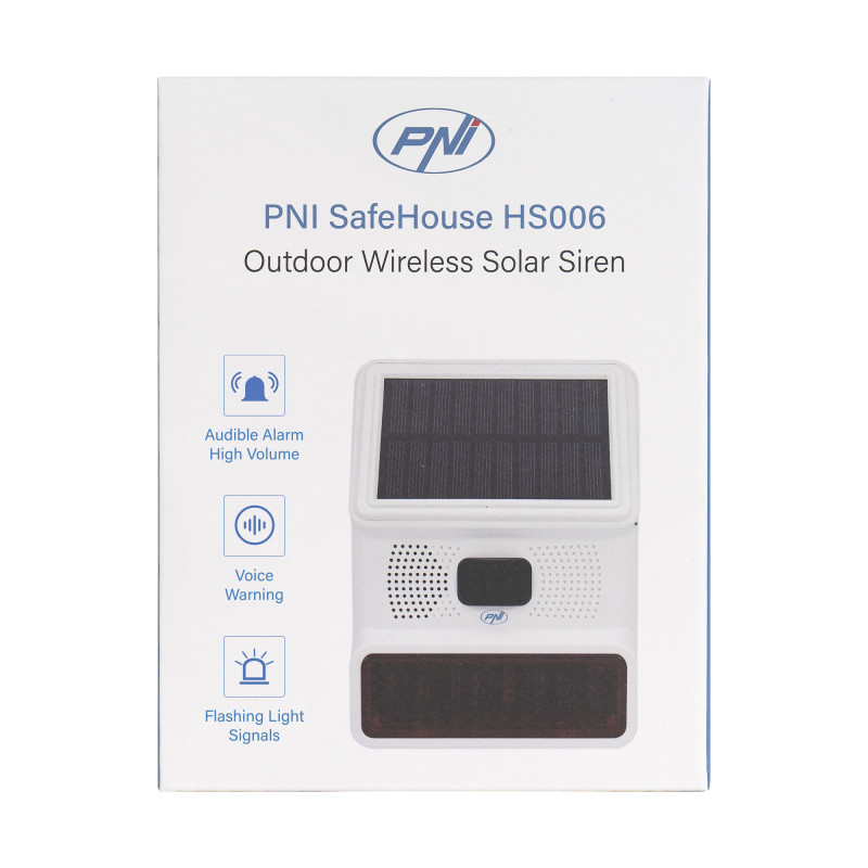 PNI SafeHouse HS006 wireless outdoor siren with solar charging