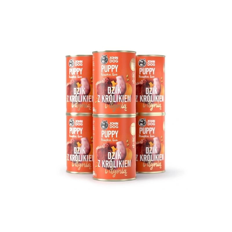 JOHN DOG Pumpkin Puppy Boar with a rabbit and a pumpkin - Wet dog food - 6 x 400 g
