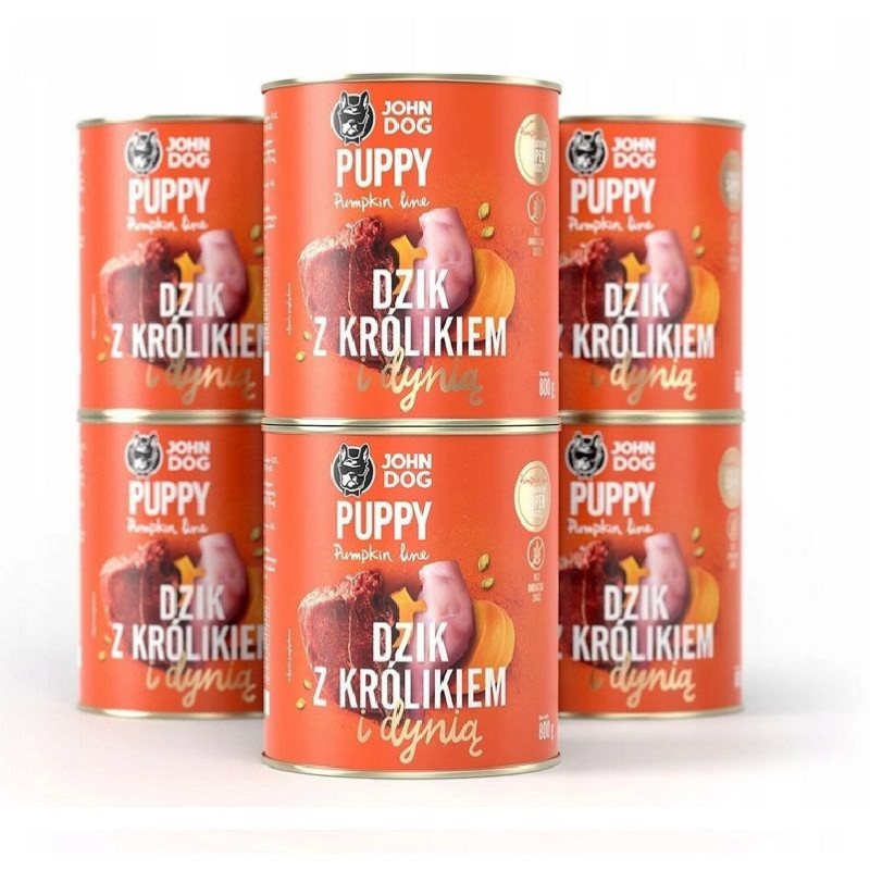 JOHN DOG Pumpkin Puppy Boar with a rabbit and a pumpkin - Wet dog food - 6 x 800 g