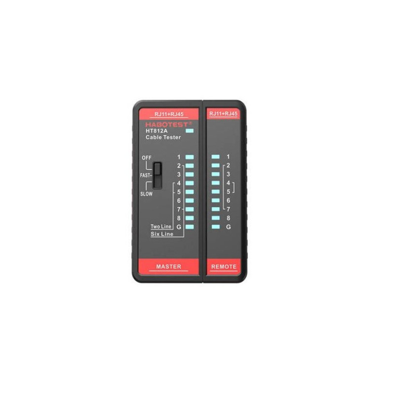 Compact LAN cable tester, RJ45 and RJ11 ports, HT812A