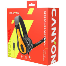 CANYON PC ausinės HSC-1 PC Mic Flat 2m Black Yellow