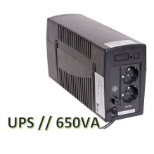 650 VA / 390 W linijinio interaktyvumo UPS, nepertraukiamo maitinimo šaltinis, LED, 1x7Ah, matmenys 100*280*140