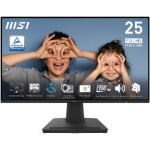 LCD monitorius, MSI, PRO MP252, 24,5', Panel IPS, 1920x1080, 16:9, 100Hz, matinis, 1 ms, garsiakalbiai, pakreiptas, juod