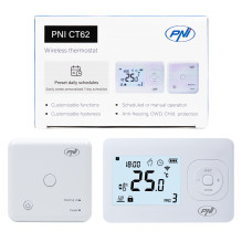 Wireless thermostat PNI CT62 for heating systems, illuminated display, daily programs
