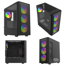 Korpusas - SAVIO Noctis Flow RGB Cube Mini-ITX ATX Grūdintas Stiklas Juodas