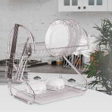 Indų džiovykla - Maestro MR-1025-38 38cm, chromuotas paviršius, su stalo įrankių krepšeliu, sidabrinė