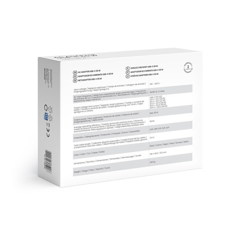 Nešiojamo Kompiuterio Pakrovėjas - Savio ZA-01 65W AC Vidaus 5V-20V Juodas