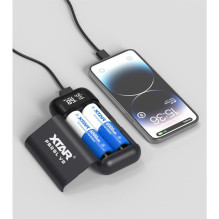 Energijos bankas - XTAR PB2SL V2 įkroviklis 18650 / 20700 / 21700 baterijoms USB-C juodas