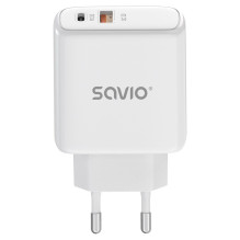 Mobiliojo Įrenginio Įkroviklis - Savio LA-12 20W Dvigubas USB AC Greitas Įkroviklis Baltas