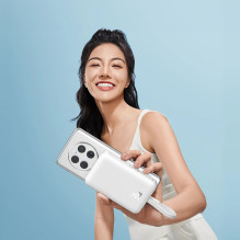 Baseus Magnetic Mini MagSafe 10000mAh 30W powerbank with built-in USB-C cable - white + Baseus Simple Series USB-C - USB