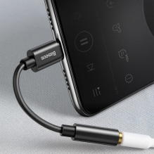 Baseus L54 adapteris USB-C ausinėms / mini lizdas 3,5 mm DAC 24 bitai 48 KHz - juodas