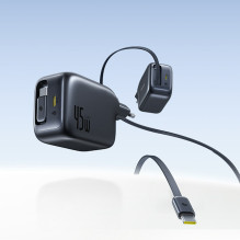 Ładowarka sieciowa Baseus EnerCore CJ11 45W z portem USB-C i ze zwijanym kabelis USB-C - czarna