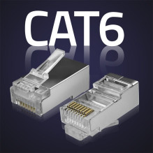 Tinklo Jungtis - Qoltec 54556 RJ45 CAT6 FTP Auksu Padengti Kontaktai 100 vnt.