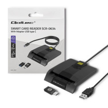 Qoltec 50634 Intelligent Smart ID chip card reader SCR-0634 , USB Type C