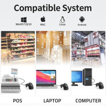 „Qoltec 50853“ lazerinis brūkšninių kodų skaitytuvas 1D, 2D, juodas