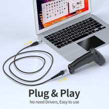 „Qoltec 50853“ lazerinis brūkšninių kodų skaitytuvas 1D, 2D, juodas