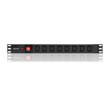 Qoltec 53998 maitinimo lizdas RACK 19', 1U, 10A, PDU, 8xIEC C13, 2m
