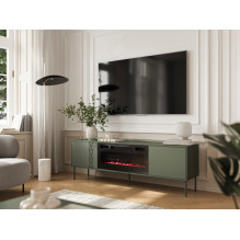Cama RTV cabinet EF + fireplace black TRESSE 180x40x54.5 matte green