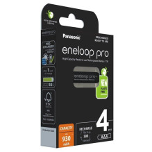 Įkraunamos baterijos PANASONIC ENELOOP PRO AAA 930 mAh 4 vnt. (BK-4HCDE / 4CP)