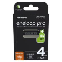 Rechargeable batteries PANASONIC ENELOOP PRO AAA 930 mAh 4 szt (BK-4HCDE / 4CP) Rechargeable batteries PANASONIC ENELOOP PRO AAA 930 mAh 4 szt (BK-4HCDE / 4CP)
