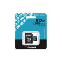 „Kingston Technology“ 512 GB „microSDXC Canvas Go Plus Gen4“ 200 MB / s A2 U3 V30 kortelė + adapteris „Kingston Technology“ 512 GB „microSDXC Canvas Go Plus Gen4“ 200 MB / s A2 U3 V30 kortelė + adapteris