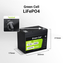 „Green Cell“ LFPGC12V60AH UPS akumuliatorius ličio geležies fosfatas (LiFePO4) 12,8 V 60 Ah