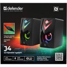 Kompiuterio garsiakalbiai 2.0 DEFENDER J4 2.0 6W LED USB juodi