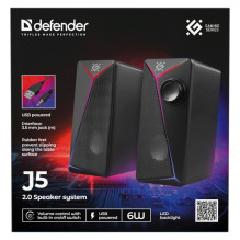 PC Speakers 2.0 DEFENDER J5 2.0 6W LED USB black