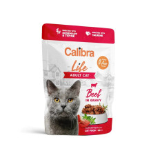 CALIBRA Cat Life suaugusioms katėms skirtas jautienos ėdalas padaže – šlapias kačių ėdalas – 85 g