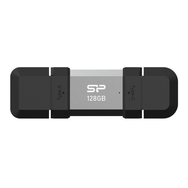 „Silicon Power SP128GBUC3C51V1S“ USB atmintinė, 128 GB, USB A tipo / USB C tipo 3.2 Gen 1 (3.1 Gen 1), juoda, sidabrinė