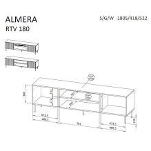 Cama ALMERA TV spintelė 180.5x42x52.5 riešutmedžio / kašmyro spalvos
