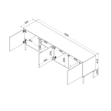 Cama INSERTO 3D1W TV cabinet 190x40x61.5 black + LED