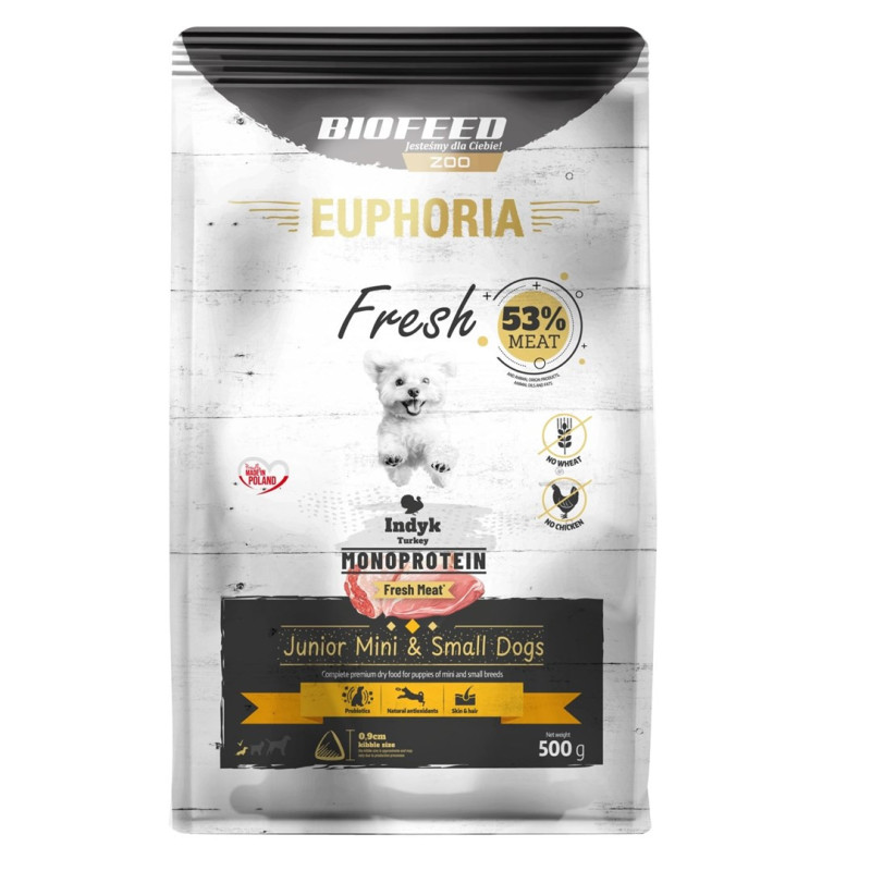 BIOFEED Euphoria Fresh Junior Turkey Monoprotein XS / S - dry dog food - 500g