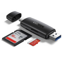 „Ugreen“ SD / „micro SD“ kortelių skaitytuvo adapteris (USB-A / USB-C), juodas (CM304)