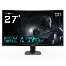 „GIGABYTE GS27FC2“ 27 colių įstrižainės FHD lenktas žaidimų monitorius – 1920 x 1080, 240 Hz, 1,350 cd/m², HDR Ready, HD
