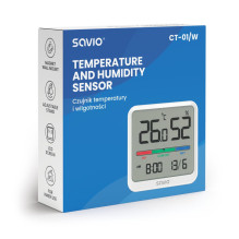 SAVIO Wireless weather station, temperature and humidity sensor, for indoor use, LCD screen, clock, date, handle with ma