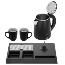 Adler AD 1387 Hotel kettle stainless steel 1 L + tray with cups black Adler AD 1387 Hotel kettle stainless steel 1 L + tray with cups black