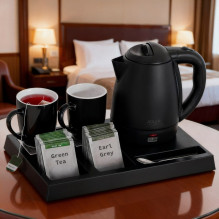Adler AD 1387 Hotel kettle stainless steel 1 L + tray with cups black Adler AD 1387 Hotel kettle stainless steel 1 L + tray with cups black