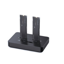 Gembird DD2-U3M2 Desktop dual drive USB Type-C M.2 NVME (and SATA) SSD docking station, black