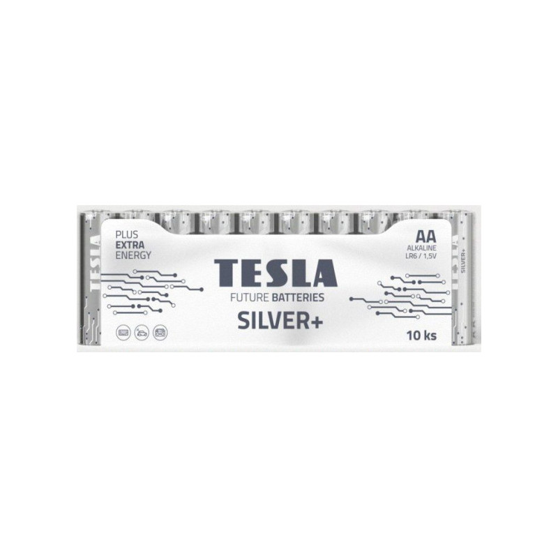 Tesla AA sidabrinės+ LR06 baterijos, 10 vnt.