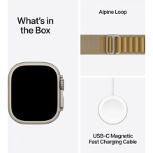 „Apple Watch Ultra 2“ (2024) 49 mm natūralaus titano / gelsvai rudo alpininio dirželio – M