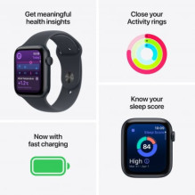 „Apple Watch SE 3“ 44 mm „Midnight“ / „Midnight“ sportinis dirželis – M / L