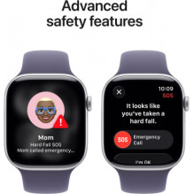 „Apple Watch Series 11“ 42 mm sidabro / violetinės spalvos rūko sportinis dirželis – M / L