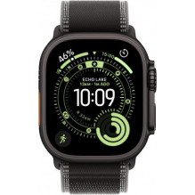 „Apple Watch Ultra 3“, 49 mm, juodo titano spalvos / juodos spalvos / anglies spalvos „Trail Loop“ – S / M