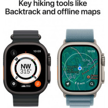 „Apple Watch Ultra 3“, 49 mm, juodo titano spalvos / juodos spalvos / anglies spalvos „Trail Loop“ – S / M