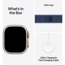 Apple Watch Ultra 3 49mm Natural Titanium / Blue / Bright Blue Trail Loop - S / M