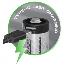 Įkraunamos ličio jonų baterijos CR123A (16340) 750mAh (2 vnt.) USB-C