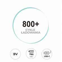 Įkraunamos ličio jonų baterijos CR123A (16340) 750mAh (2 vnt.) USB-C