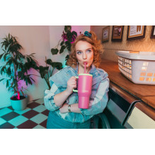 Termospuodelis su teleskopiniu šiaudeliu Kambukka Rio Tumbler 950ml Bubblegum Mint