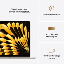 Apple MacBook Air 13.6" Retina M4 16GB 256GB SSD RU Starlight MW0Y3RU / A Nešiojamas kompiuteris